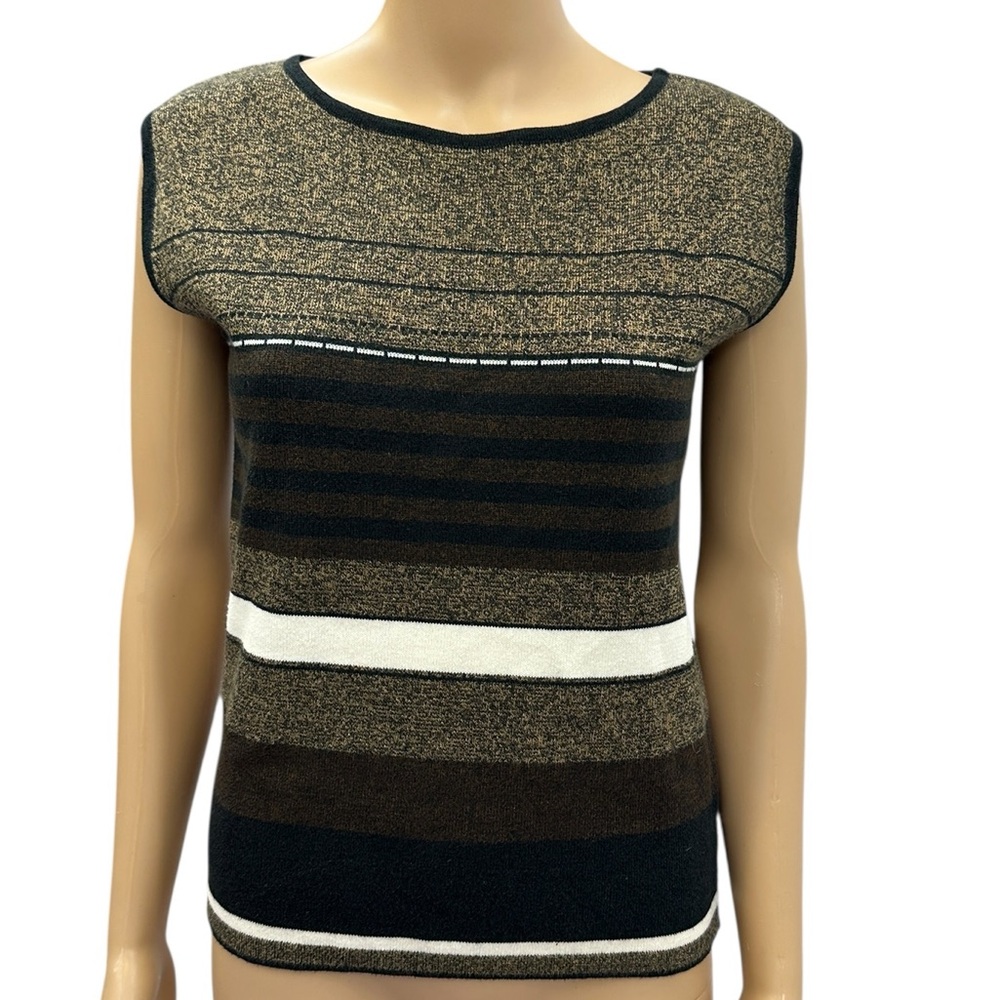 Tehama Nancy Haley Cotton Rayon Blend Crew Neck Sleeveless Knit Top Womens Small